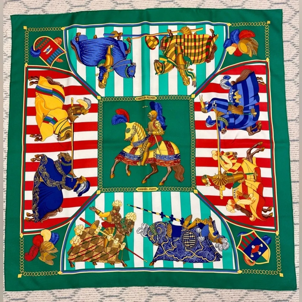 HERMES Vintage Rare Collectors Chic Carre 90” “Chocs en Plumes” 100% Silk Scarf